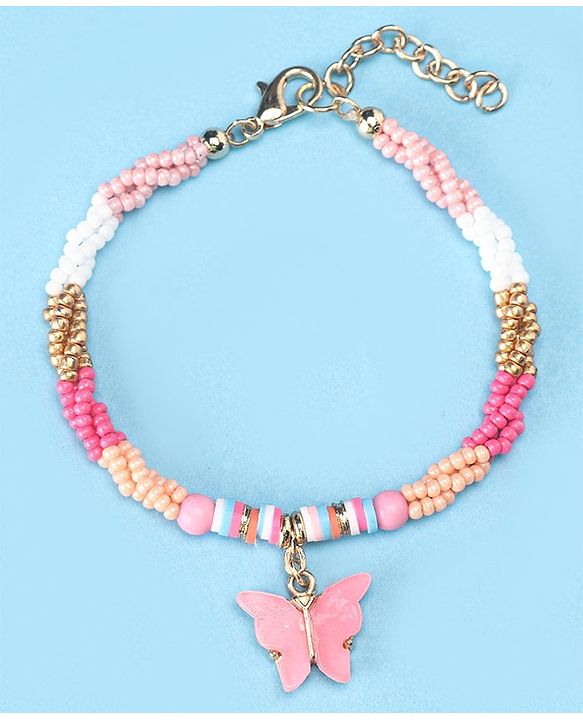 Babyhug Beads Necklace & Bracelets with Butterfly Applique - Multicolor