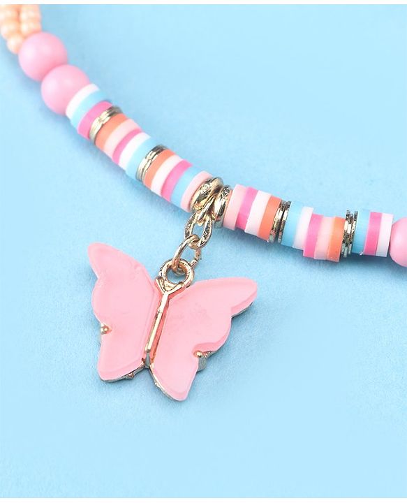 Babyhug Beads Necklace & Bracelets with Butterfly Applique - Multicolor