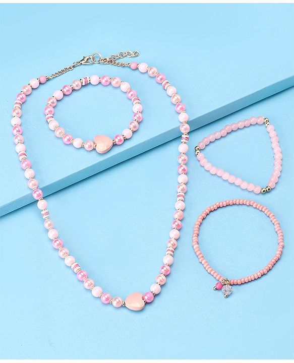 Pine Kids Beads Necklace & Bracelets Sets of 4 - Multicolor