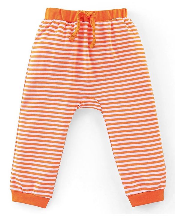 Babyhug Cotton Knit Full Length Diaper Leggings with Stripes & Koala Print Pack of 3 - Blue & Orange