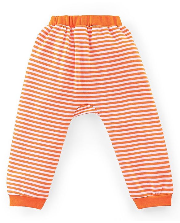 Babyhug Cotton Knit Full Length Diaper Leggings with Stripes & Koala Print Pack of 3 - Blue & Orange