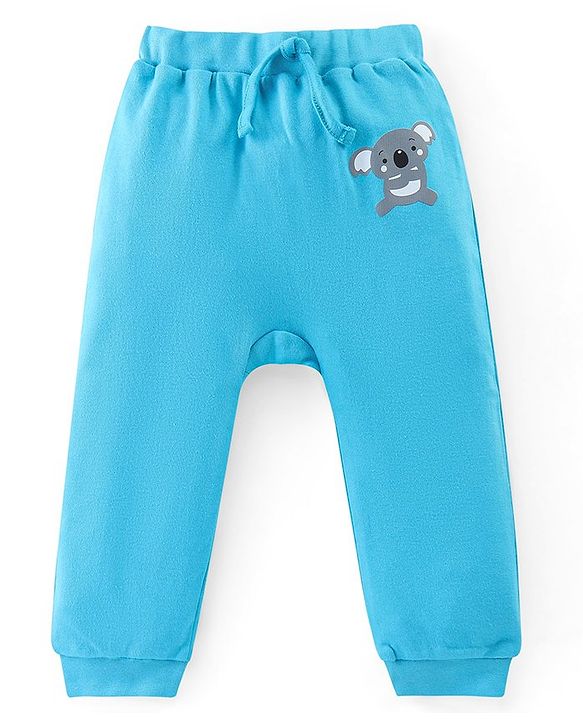Babyhug Cotton Knit Full Length Diaper Leggings with Stripes & Koala Print Pack of 3 - Blue & Orange