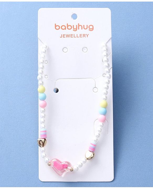Babyhug Beaded Necklace with Heart Applique - Multicolor