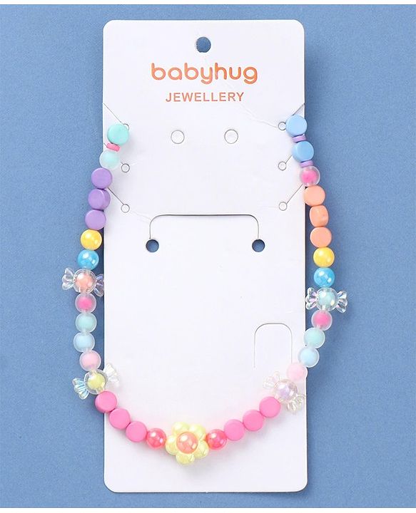 Babyhug Beaded Necklace with Floral Applique - Multicolor