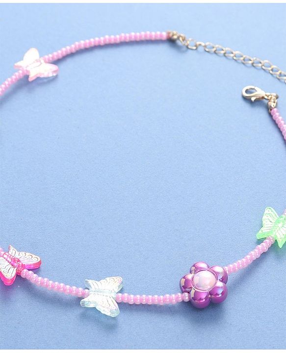 Babyhug Necklace with Butterfly and Flower Applique - Multicolor
