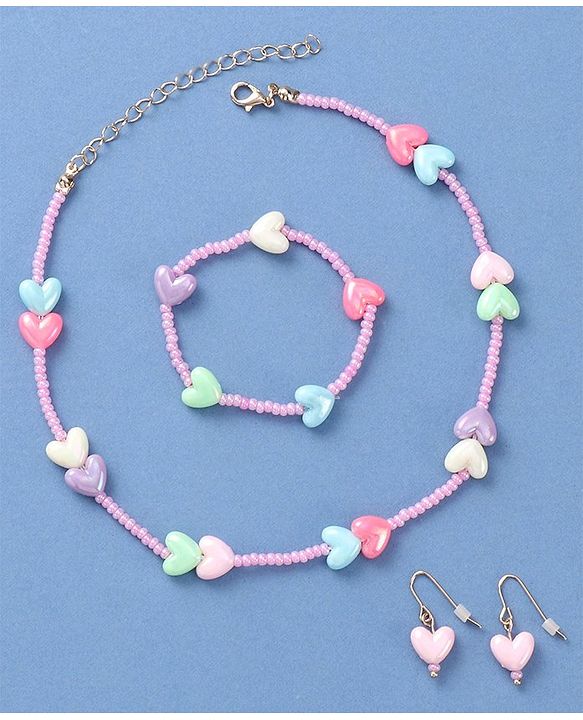 Pine Kids Jewellery Set with Heart Applique - Multicolor