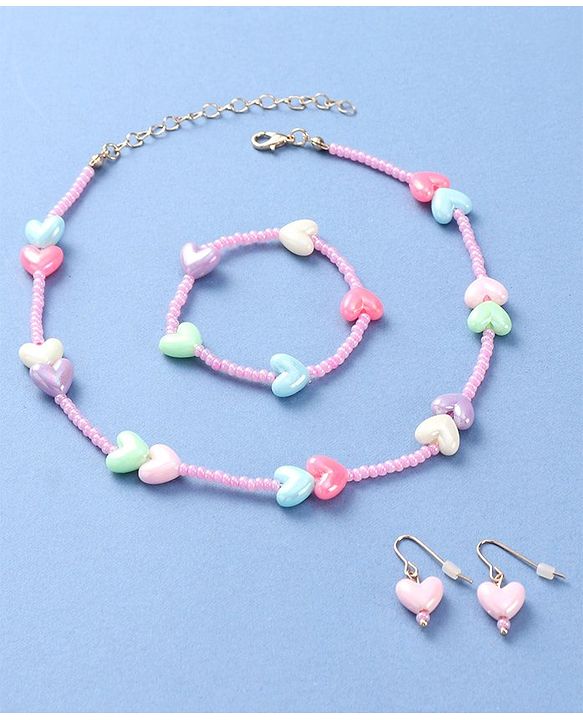 Pine Kids Jewellery Set with Heart Applique - Multicolor