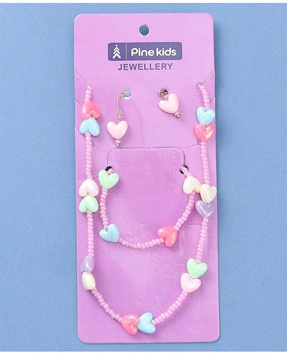 Pine Kids Jewellery Set with Heart Applique - Multicolor