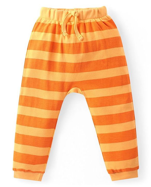 Babyhug Cotton Knit Full Length Diaper Pants Jungle Safari Theme Pack of 3 - Orange