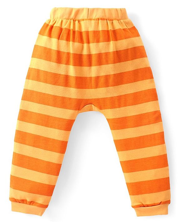 Babyhug Cotton Knit Full Length Diaper Pants Jungle Safari Theme Pack of 3 - Orange