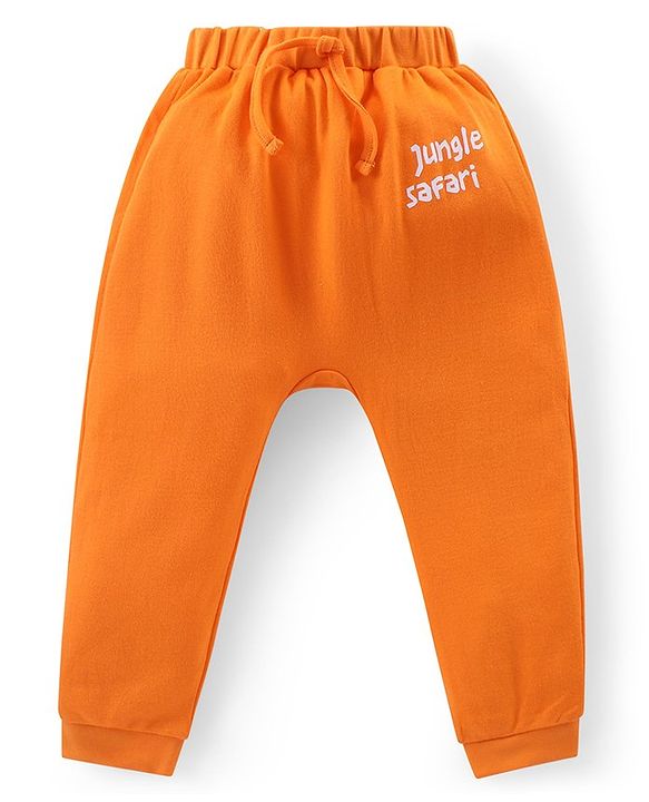 Babyhug Cotton Knit Full Length Diaper Pants Jungle Safari Theme Pack of 3 - Orange