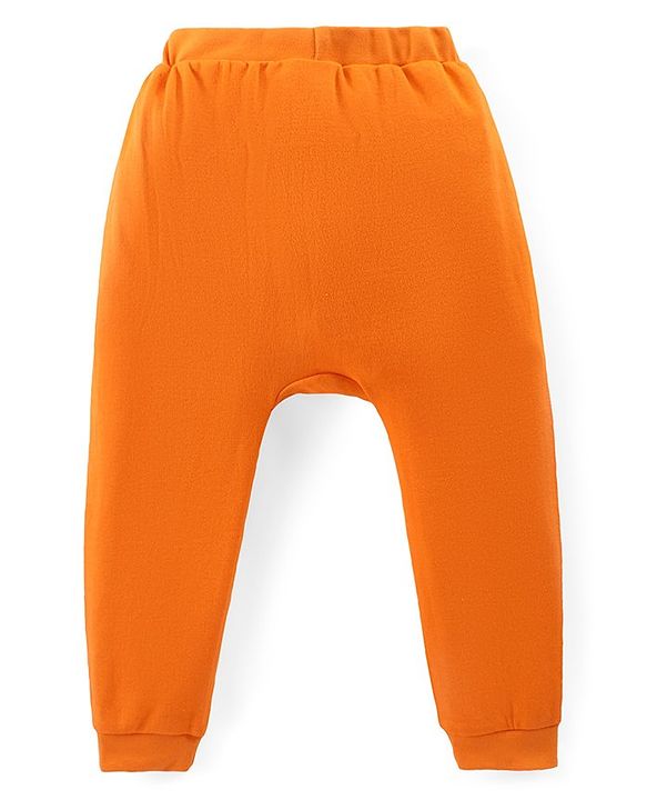 Babyhug Cotton Knit Full Length Diaper Pants Jungle Safari Theme Pack of 3 - Orange