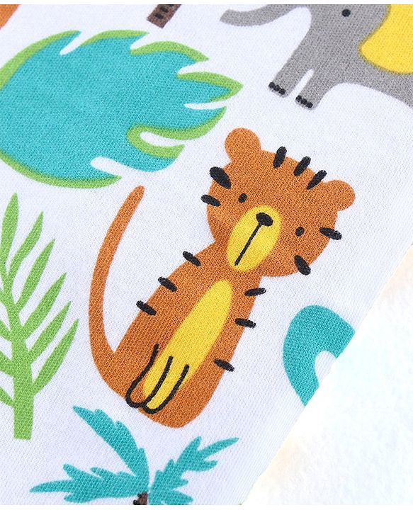 Babyhug Cotton Knit Full Length Diaper Pants Jungle Safari Theme Pack of 3 - Orange