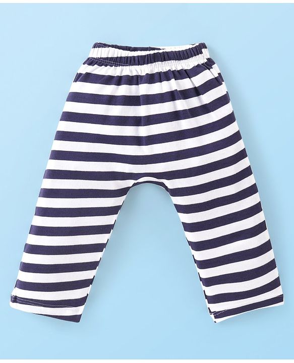 Babyhug  Cotton Knit Full Length Diaper Leggings with Stripes & Dino Print Pack of 3 - Multicolor