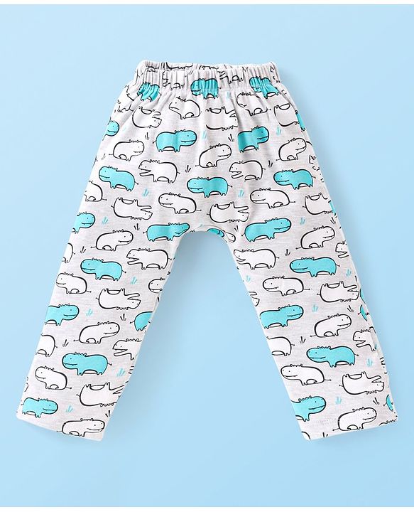 Babyhug  Cotton Knit Full Length Diaper Leggings with Stripes & Dino Print Pack of 3 - Multicolor