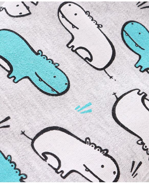 Babyhug  Cotton Knit Full Length Diaper Leggings with Stripes & Dino Print Pack of 3 - Multicolor