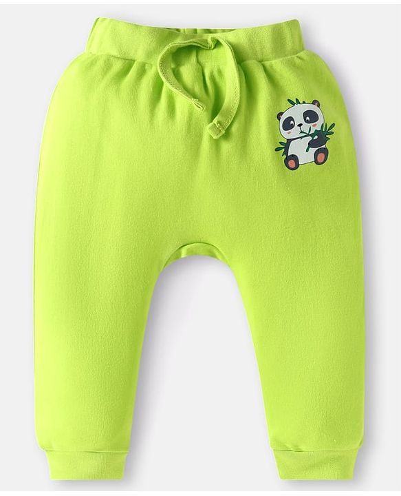 Babyhug Cotton Knit Full Length Diaper Pants Striped & Animal Print Pack Of 3 - Blue & Neon Green