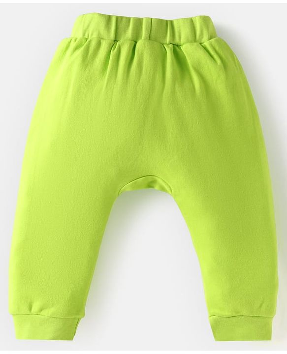 Babyhug Cotton Knit Full Length Diaper Pants Striped & Animal Print Pack Of 3 - Blue & Neon Green