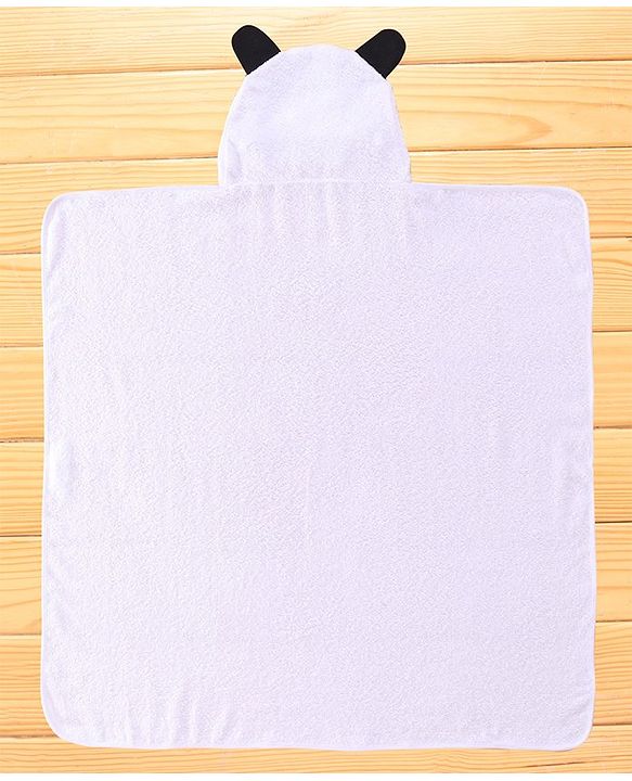 Babyhug Cotton Woven Bath Towel with Panda Print L 76.2 x B 76.2  cm - White