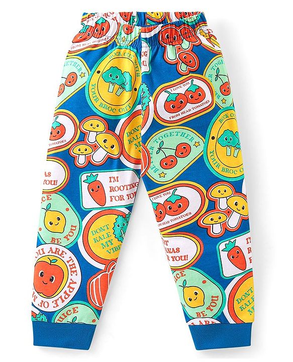 Babyhug Cotton Knit Full Sleeves  Night Suit With Fruits & Veggies Print - Multicolor