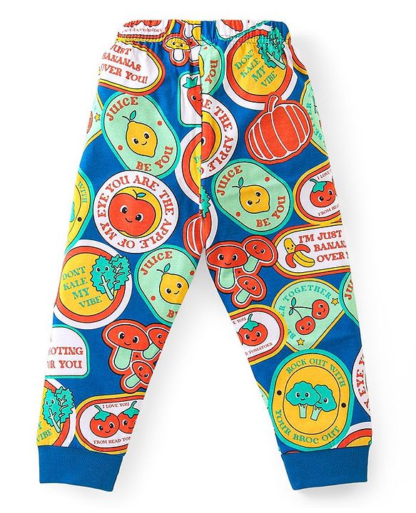 Babyhug Cotton Knit Full Sleeves  Night Suit With Fruits & Veggies Print - Multicolor