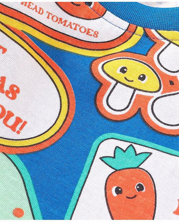 Babyhug Cotton Knit Full Sleeves  Night Suit With Fruits & Veggies Print - Multicolor