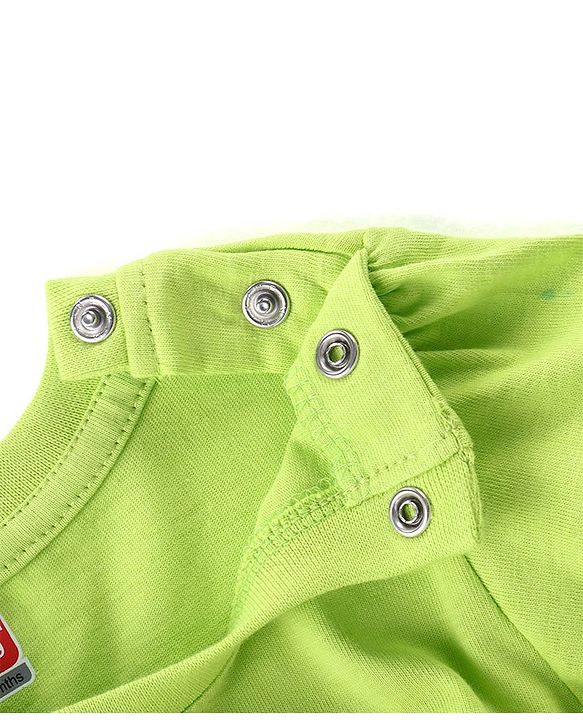Babyhug Cotton Knit Full Sleeves Night Suit With Smiley Emoticons Print - Green