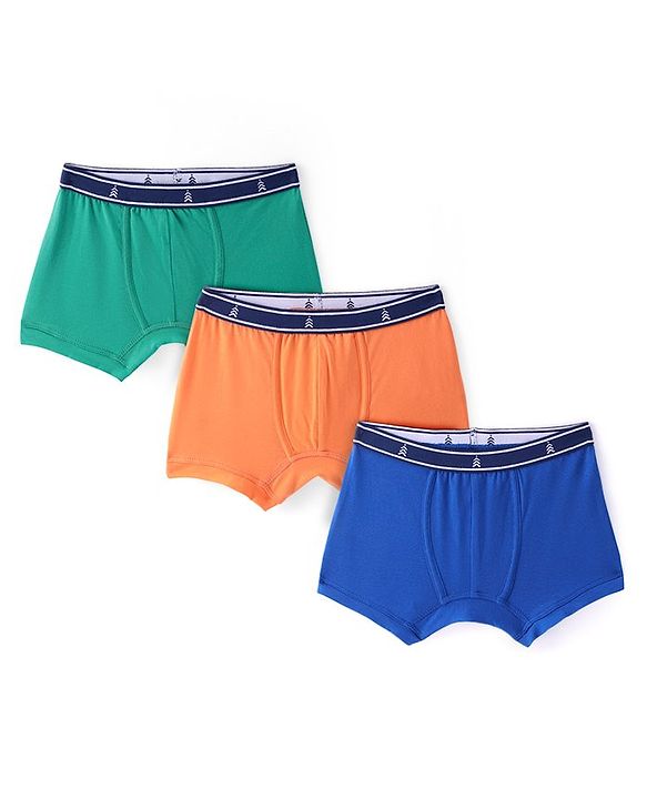 Pine Kids Cotton Spandex Knit Solid Colour Trunks Pack of 3  (Colour May Vary)