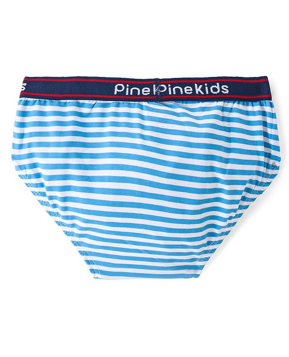 Pine Kids Cotton Spandex Knit Briefs With Stripes & Dino Print Pack of 3 (Color & Print May Vary)