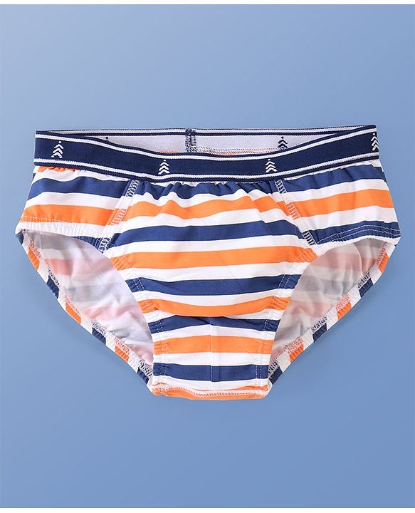 Pine Kids Cotton Spandex Knit Striped & Solid Colour Briefs Pack of 3 (Colour May Vary)