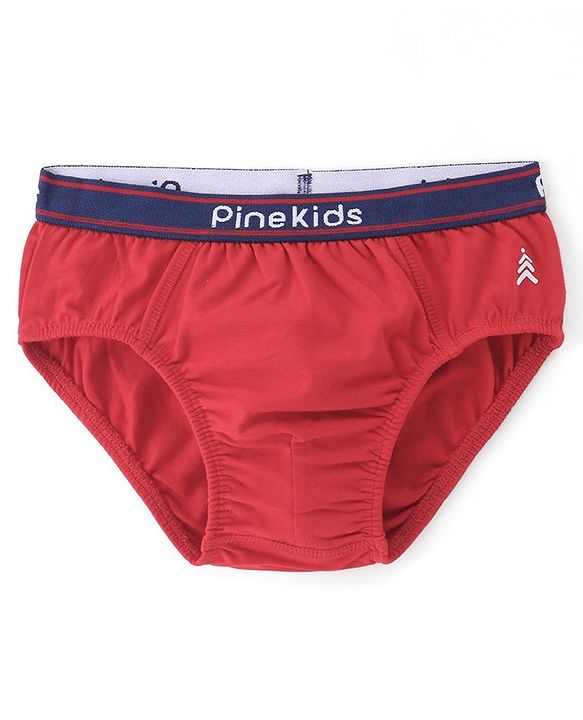 Pine Kids Cotton Knit Solid Colour & Printed Briefs Pack of 3 - Yellow Blue & Red