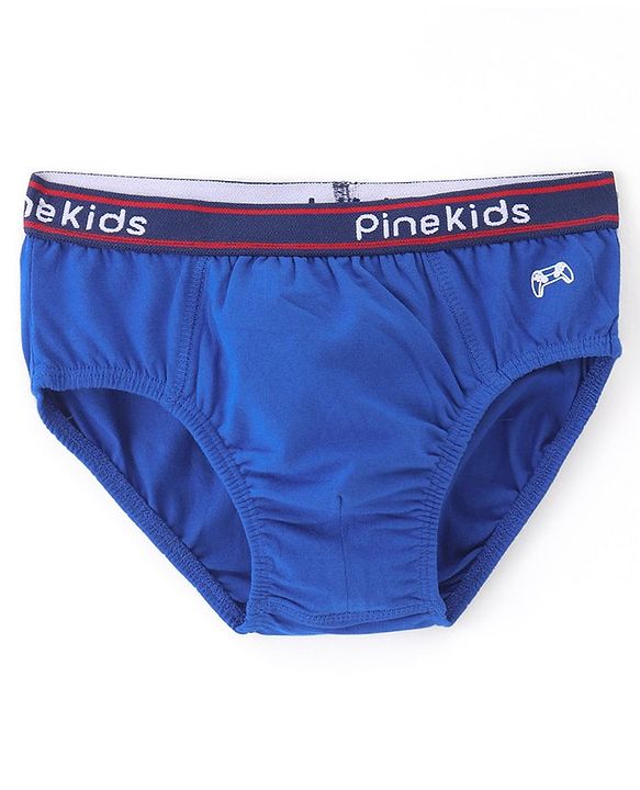 Pine Kids Cotton Knit Solid Colour & Printed Briefs Pack of 3 - Yellow Blue & Red