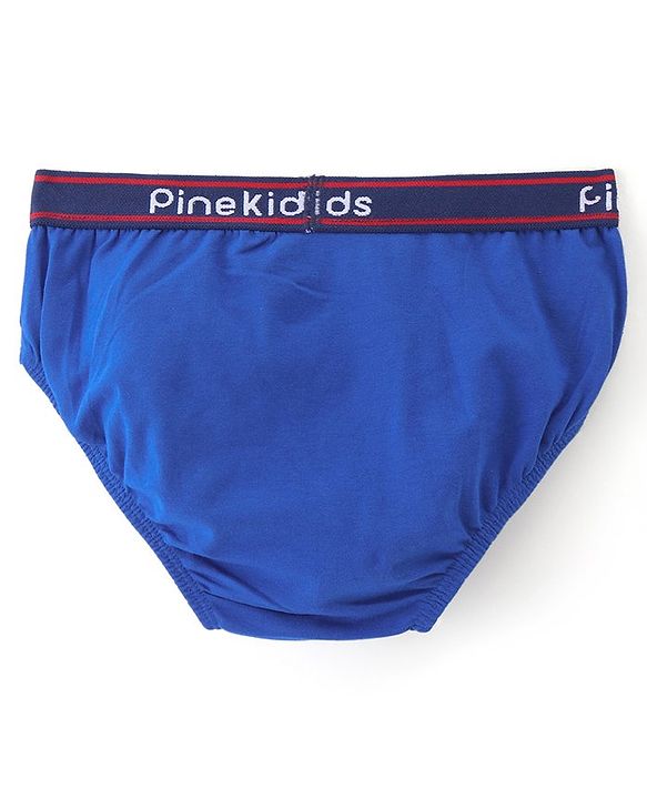 Pine Kids Cotton Knit Solid Colour & Printed Briefs Pack of 3 - Yellow Blue & Red