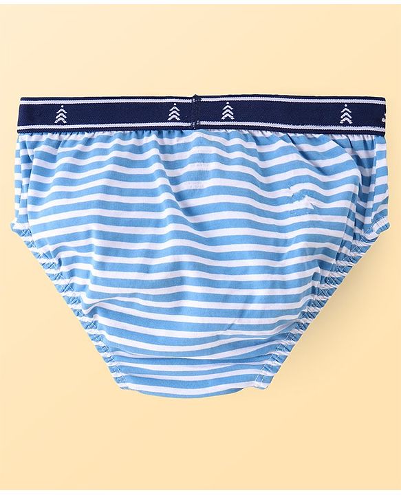 Pine Kids Cotton Spandex Knit Briefs with Striped & Numerical Print Pack of 3 - ( Colour May Vary )