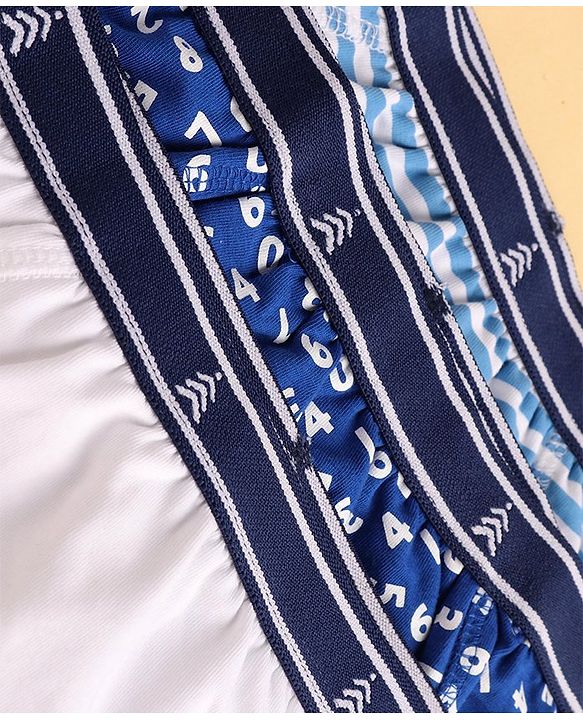 Pine Kids Cotton Spandex Knit Briefs with Striped & Numerical Print Pack of 3 - ( Colour May Vary )