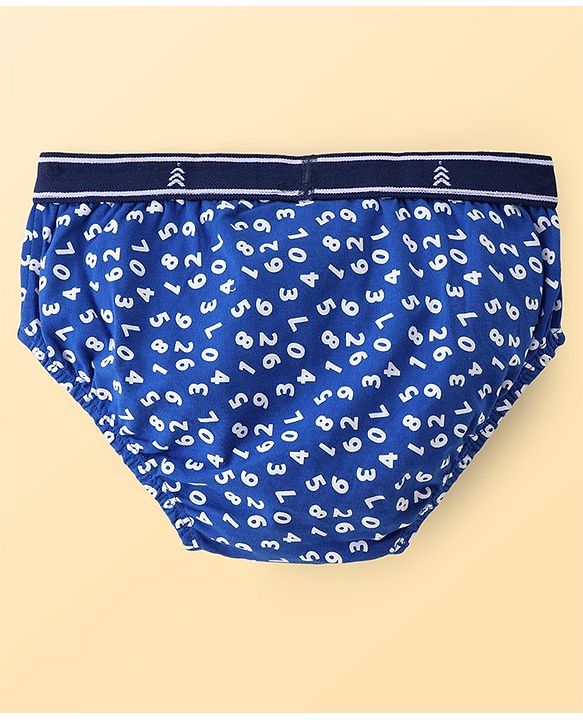 Pine Kids Cotton Spandex Knit Briefs with Striped & Numerical Print Pack of 3 - ( Colour May Vary )