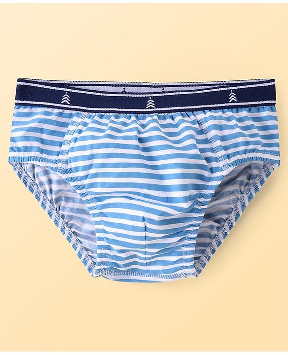 Pine Kids Cotton Spandex Knit Briefs with Striped & Numerical Print Pack of 3 - ( Colour May Vary )