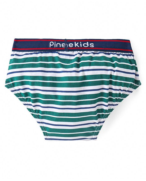 Pine Kids Cotton Spandex Knit Briefs With Stripes & Satellite Print Pack of 3 (Color & Print May Vary)
