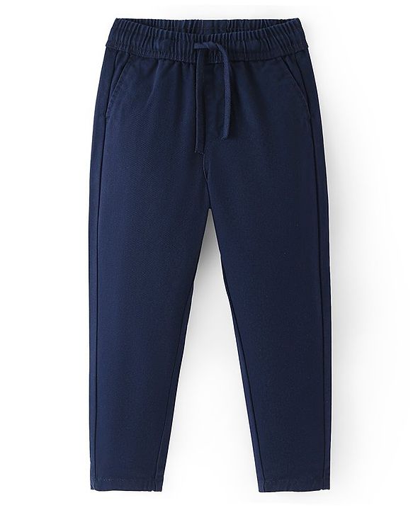 Pine Kids Denim Full Length Solid Colour Trousers - Navy Blue