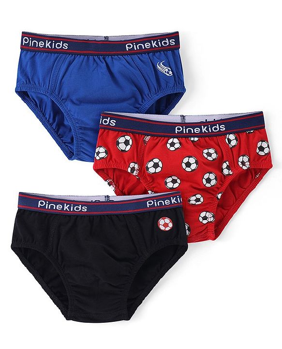 Pine Kids Cotton Lycra Knit Briefs Pack of 3 (Color & Print May Vary)