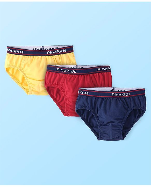 Pine Kids Cotton Lycra Knit Briefs Pack of 3 (Color & Print May Vary)