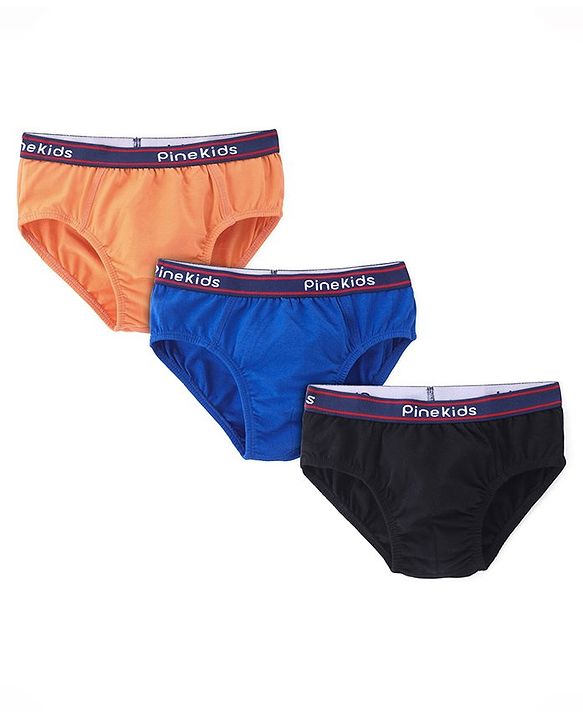 Pine Kids Cotton Spandex Knit Solid Color Briefs Pack of 3 (Color May Vary)