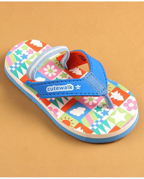 Cute Walk by Babyhug Flip Flops with Back Strap - Blue & Orange
