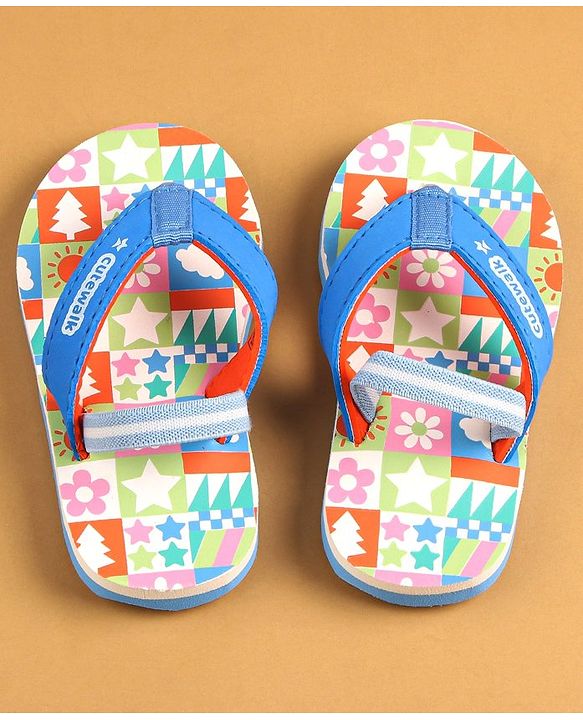 Cute Walk by Babyhug Flip Flops with Back Strap - Blue & Orange