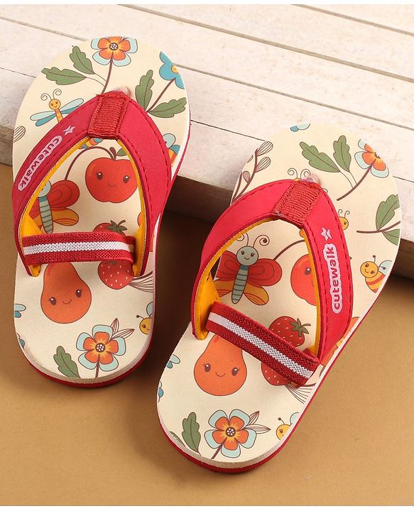 Cute Walk by Babyhug Flip Flops with Back Strap - Beige