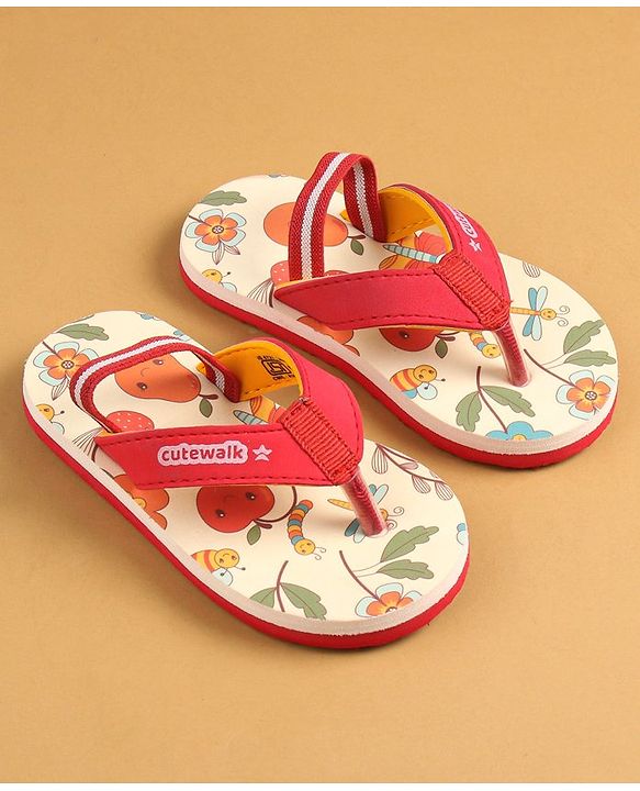 Cute Walk by Babyhug Flip Flops with Back Strap - Beige