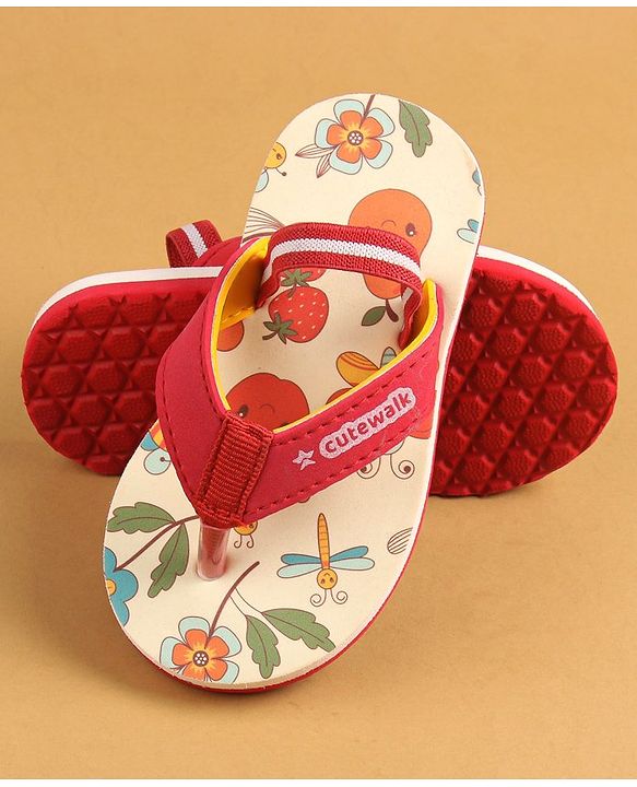 Cute Walk by Babyhug Flip Flops with Back Strap - Beige
