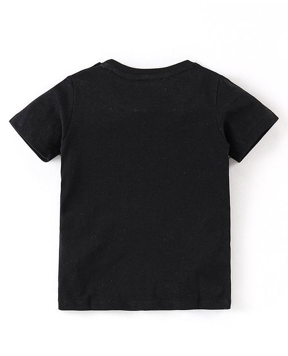 Babyhug Marvel Single Jersey Half Sleeves T-Shirt with Marvel foil Print and HD print - Black