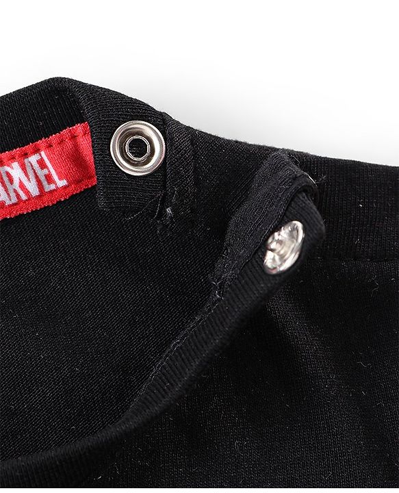 Babyhug Marvel Single Jersey Half Sleeves T-Shirt with Marvel foil Print and HD print - Black