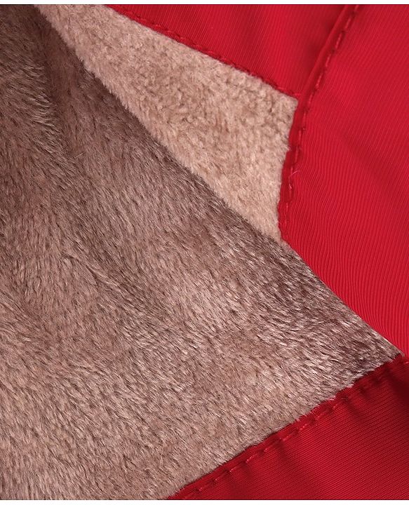 Babyhug Woven Full Sleeves Solid Colour Padded Hooded Winter Jacket with Pockets - Red